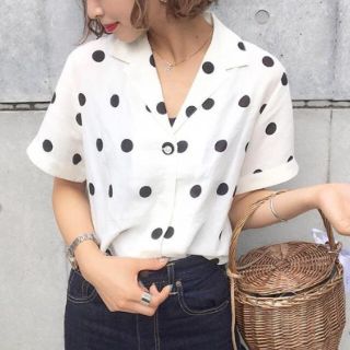 マウジー(moussy)の今季MOUSSY HALF SLEEVE LINEN DOTシャツ♡ドットシャツ(シャツ/ブラウス(半袖/袖なし))