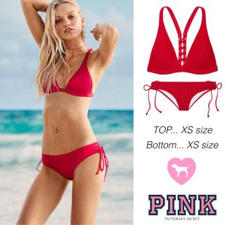 ヴィクトリアズシークレット(Victoria's Secret)の2018 New✨完売 レッド ★ VS PINK ビキニ 上下セット ✨新品(水着)