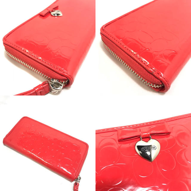 COACH(コーチ)のコーチ  エナメル ラウンドファスナー 長財布 レッド 赤 レディースのファッション小物(財布)の商品写真