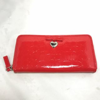 コーチ(COACH)のコーチ  エナメル ラウンドファスナー 長財布 レッド 赤(財布)