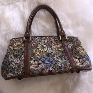 ロキエ(Lochie)のvintage ♥ ゴブラン織り ♥ ハンドバッグ ♥ 花柄 ♥ 刺繍(ハンドバッグ)