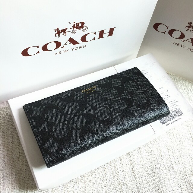 COACH(コーチ)のCOACH長財布 コーチ正規品二つ折り財布 F74599 ブラック メンズ用財布 メンズのファッション小物(長財布)の商品写真