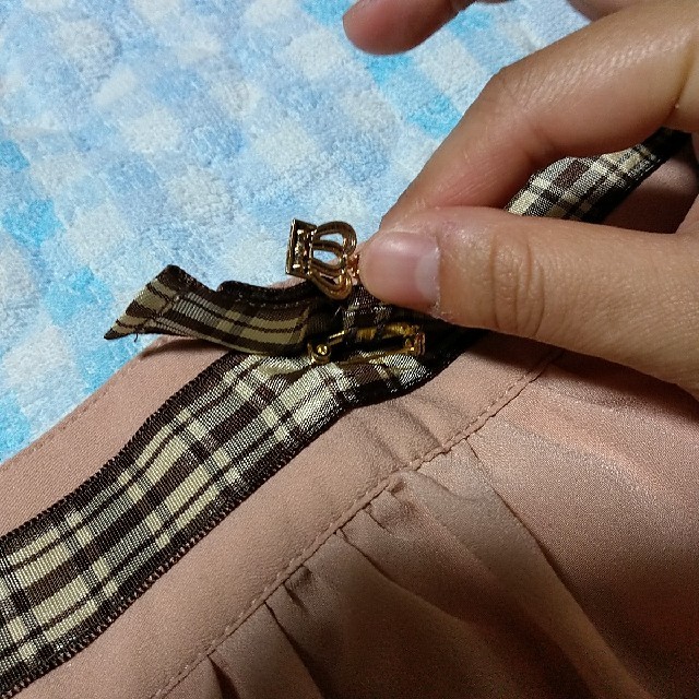 ピンク L チェック リボン フリルミニスカート　新品 未使用 レディースのスカート(ミニスカート)の商品写真