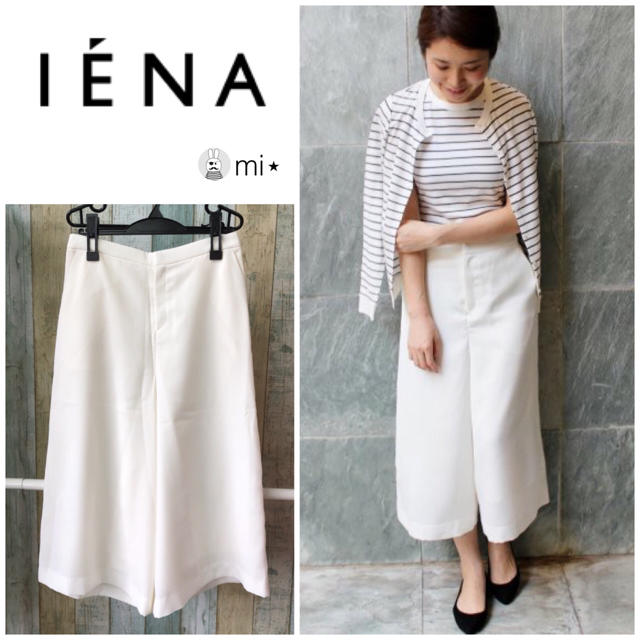 IENA(イエナ)の美品❣️ IENA ノーベルジョーゼットミドルパンツ ホワイト 36 レディースのパンツ(クロップドパンツ)の商品写真