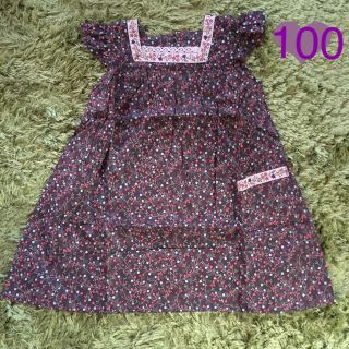 新品✨EVERYDAY*S ♡ブラウン小花柄スモッグワンピース♡100✨(ワンピース)