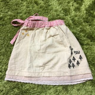 プチジャム(Petit jam)の美品✨petit jamプチジャム♡家刺繍リボン結び裾レーススカート♡90✨(スカート)