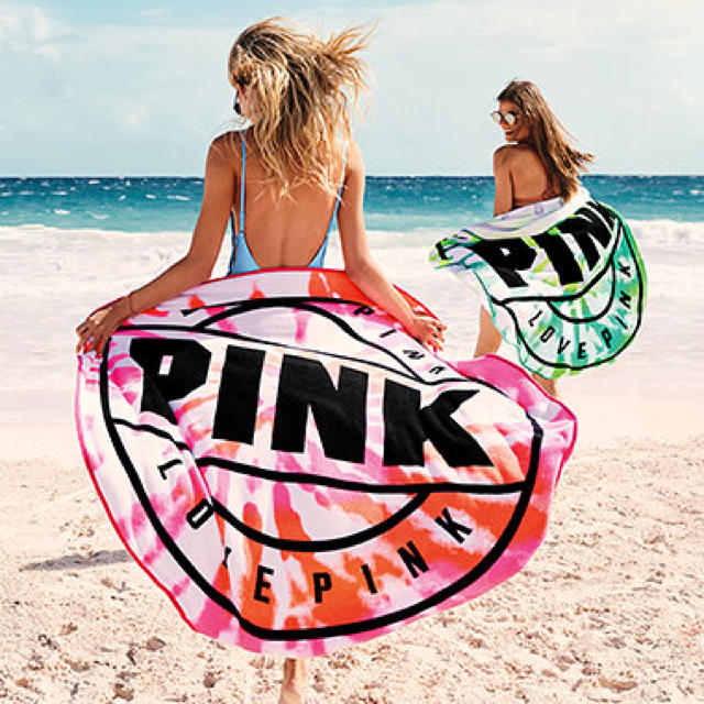 ■新品■PINK(ピンク)ラウンド型大判タイダイ柄ビーチタオル ピンク