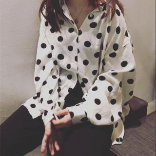 シフォンブラウス★シフォンシャツ★ドット柄水玉模様★長袖透け感シースルー★レトロ(シャツ/ブラウス(長袖/七分))