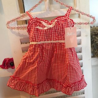 ジェニィ(JENNI)の新品✨sister Jenni♡レッドギンガムチェック キャミワンピース♡90✨(ワンピース)