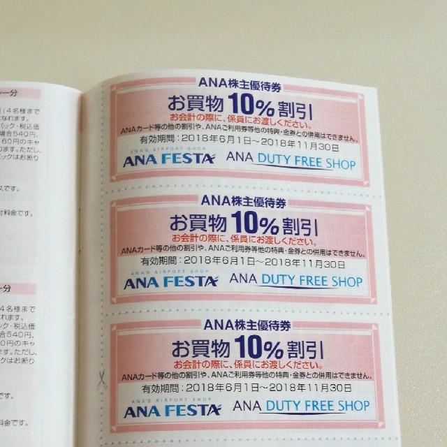 ANA 10%　お買い物割引券　3枚 チケットの優待券/割引券(ショッピング)の商品写真