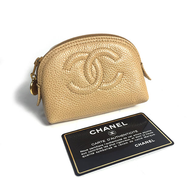 CHANEL(シャネル)のシャネル ポーチ 小物入れ キャビアスキン   ベージュ レディースのファッション小物(ポーチ)の商品写真