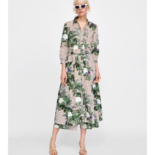 ザラ(ZARA)のZARA完売品◎花柄シャツワンピース(ロングワンピース/マキシワンピース)