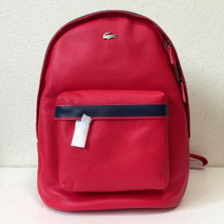 ラコステ(LACOSTE)のyoko39 新品 未使用 タグ付き LACOSTE 牛革 リュック レッド(リュック/バックパック)