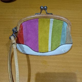 コーチ(COACH)の【used】COACH がま口財布(スエード・ストライプ柄) (コインケース)