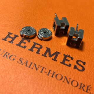 エルメス(Hermes)の箱無 エルメス キューブ ピアス黒(ピアス)