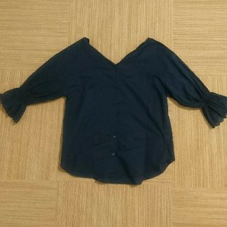 ダブルクローゼット(w closet)のw closet ネイビー フリル ブラウス(シャツ/ブラウス(長袖/七分))