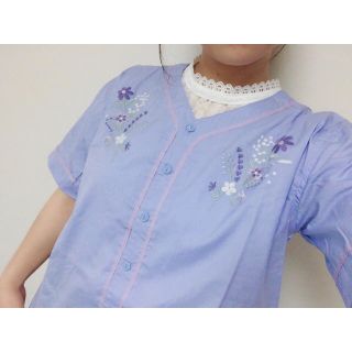 エヘカソポ(ehka sopo)のベースボール刺繍ブラウス　(シャツ/ブラウス(半袖/袖なし))