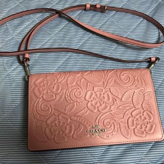 コーチ(COACH)のコーチ 本物 本革 ショルダー ウォレット 長財布 coach ピンク(財布)