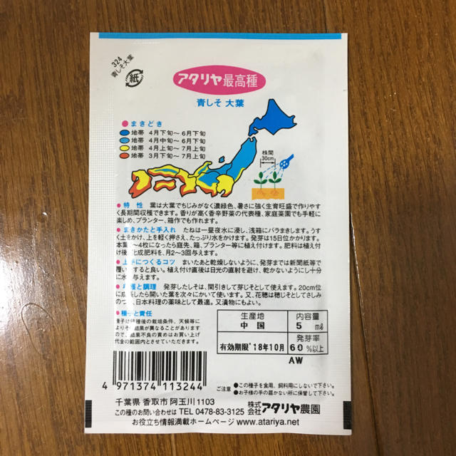 大葉の種 食品/飲料/酒の食品(野菜)の商品写真