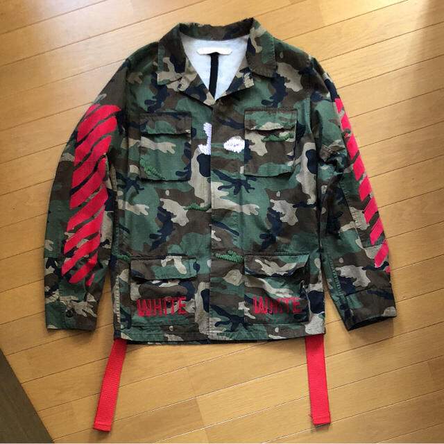 【訳あり】off-white バックバイアスカモフラミリタリージャケット