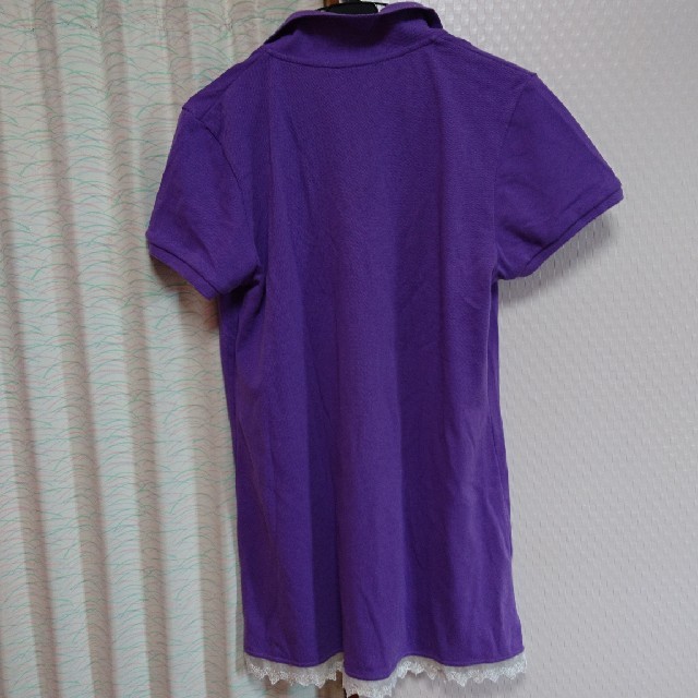 大きいｻｲｽﾞ 3L 紫 チュニック丈ポロシャツ&ガウチョ レディースのトップス(チュニック)の商品写真