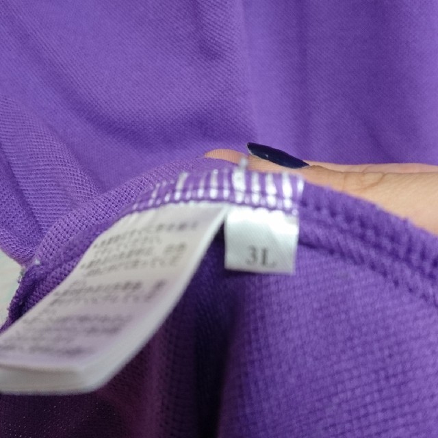 大きいｻｲｽﾞ 3L 紫 チュニック丈ポロシャツ&ガウチョ レディースのトップス(チュニック)の商品写真
