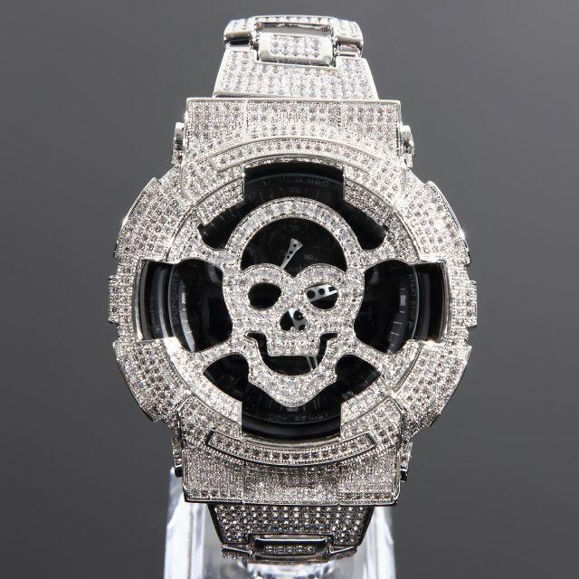 スカル カスタムGショック GA100 G-SHOCK14K WHITEGOLD