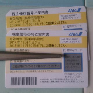 エーエヌエー(ゼンニッポンクウユ)(ANA(全日本空輸))のＡＮＡ株主優待券 2枚 バスワード連絡可(その他)