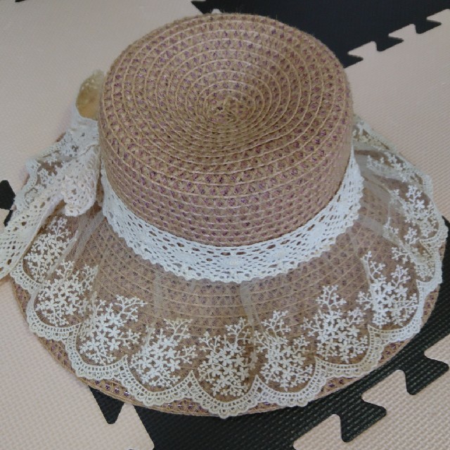 麦わら帽子 レース レディースの帽子(麦わら帽子/ストローハット)の商品写真