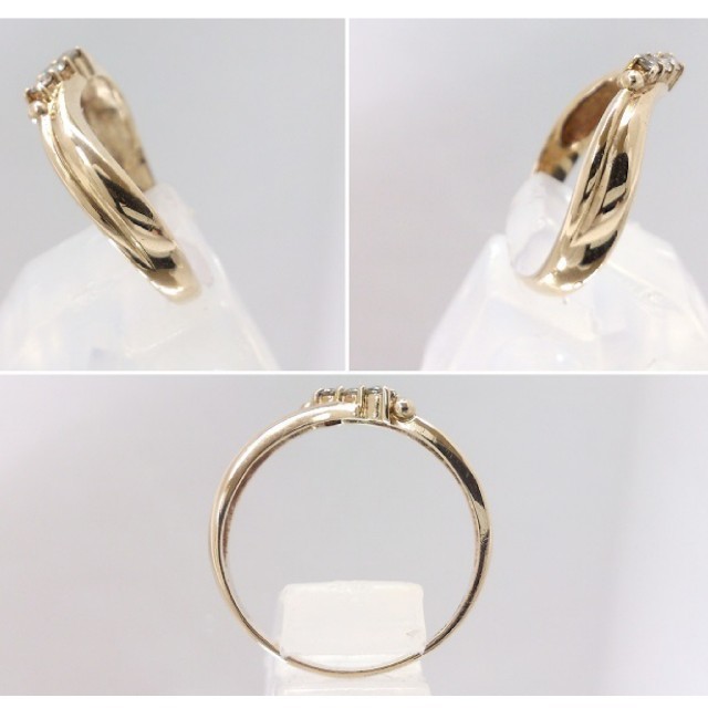 K9YG ダイヤモンド 0.06ct ウエーブリング 指輪 約11号 レディースのアクセサリー(リング(指輪))の商品写真