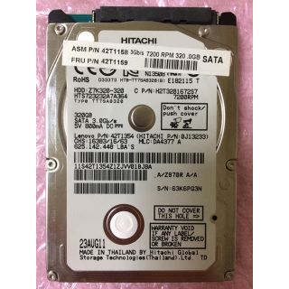 ヒタチ(日立)の[HDD]HITACHI 320GB/7200rpm/2.5inch/7mm(PCパーツ)