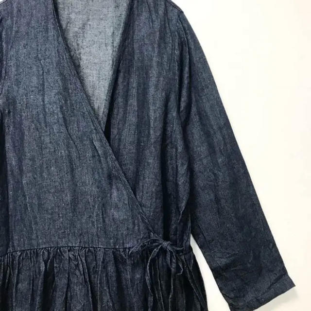 nest Robe(ネストローブ)のNonko様専用⑅◡̈*ネストローブ リネンデニム カシュクールワンピース レディースのワンピース(ロングワンピース/マキシワンピース)の商品写真