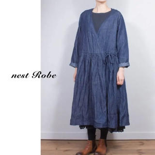 ネストローブ(nest Robe)のNonko様専用⑅◡̈*ネストローブ リネンデニム カシュクールワンピース(ロングワンピース/マキシワンピース)