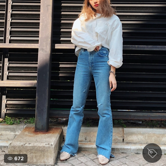 moussy(マウジー)の MOUSSY ハイウエスト デニム 25インチ レディースのパンツ(デニム/ジーンズ)の商品写真