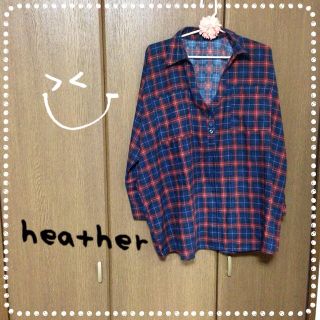 ヘザー(heather)のHeatherチェックロングシャツ(シャツ/ブラウス(長袖/七分))