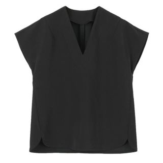 ザラ(ZARA)の最終値下げ Vネック トップス ブラック Lサイズ (Tシャツ(半袖/袖なし))