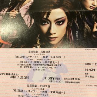 宝塚大劇場7月22日（日）15時公演B席１枚(演劇)