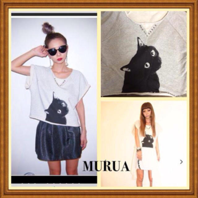 MURUA(ムルーア)のMURUA Tシャツ 猫 カットソー レディースのトップス(Tシャツ(半袖/袖なし))の商品写真