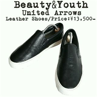 ビューティアンドユースユナイテッドアローズ(BEAUTY&YOUTH UNITED ARROWS)の美品★定価￥1.3万★Beauty&Youth★スリッポン★ブラック★スニーカー(スリッポン/モカシン)