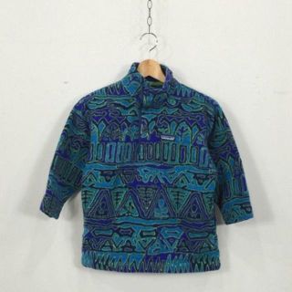 パタゴニア(patagonia)のパタゴニア キッズ フリース パーカー ブルー USA製 USED 160912(ジャケット/上着)