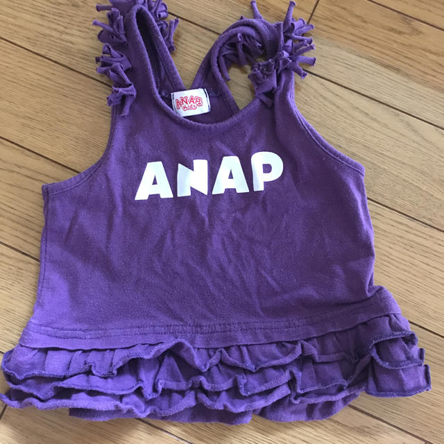 ANAP Kids(アナップキッズ)の肩のフリンジが可愛いアナップ90タンクワンピ キッズ/ベビー/マタニティのキッズ服女の子用(90cm~)(Tシャツ/カットソー)の商品写真