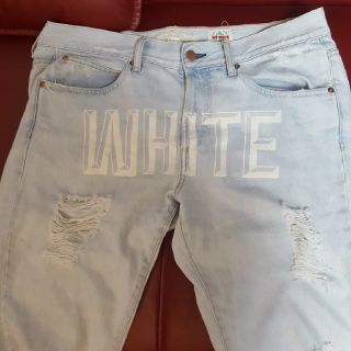 オフホワイト(OFF-WHITE)の『海外正規品』Off-White ライトブルー3Dプリントダメージジーンズ(デニム/ジーンズ)