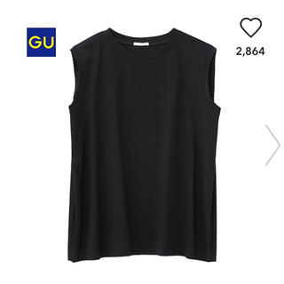 ジーユー(GU)のGU マーセライズドノースリーブTZ 黒 Sサイズ 美品(Tシャツ(半袖/袖なし))
