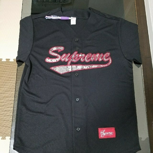 supreme baseball jersey snake script 黒M