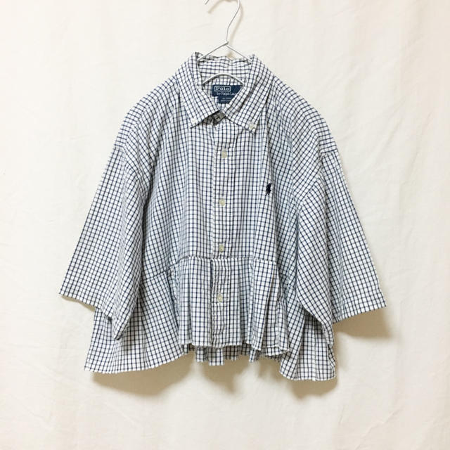 POLO RALPH LAUREN(ポロラルフローレン)の［remake］ネイビーラルフローレンフリルシャツ レディースのトップス(シャツ/ブラウス(半袖/袖なし))の商品写真