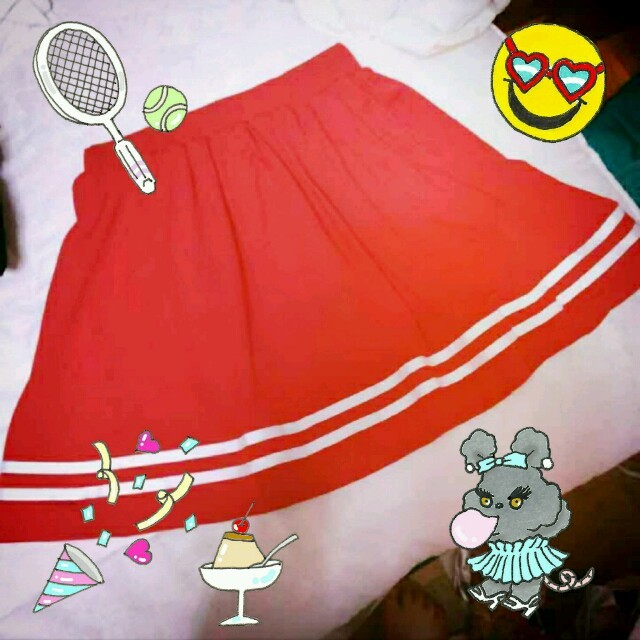 SPINNS(スピンズ)のラインスカート 赤 レディースのスカート(ミニスカート)の商品写真
