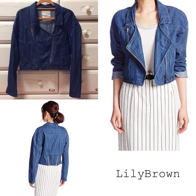 Lily Brown(リリーブラウン)のデニムライダースジャケット♡美品 レディースのジャケット/アウター(Gジャン/デニムジャケット)の商品写真