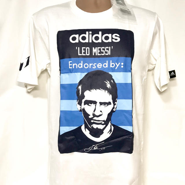 adidas(アディダス)のdaikon様 専用 Mサイズ 白 adidas×メッシ コラボ 限定Tシャツ メンズのトップス(Tシャツ/カットソー(半袖/袖なし))の商品写真