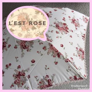 レストローズ(L'EST ROSE)の新品未使用❤️レストローズ ＊ローズブーケ＊晴雨兼用＊折りたたみ傘＊収納ケース付(傘)