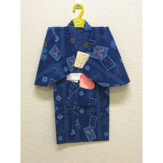 子供用　浴衣　100～110サイズ　レトロ（3～4才用）　歌舞伎柄 紺(甚平/浴衣)